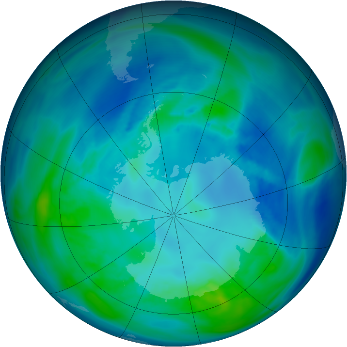 Antarctic ozone map for 20 April 2005